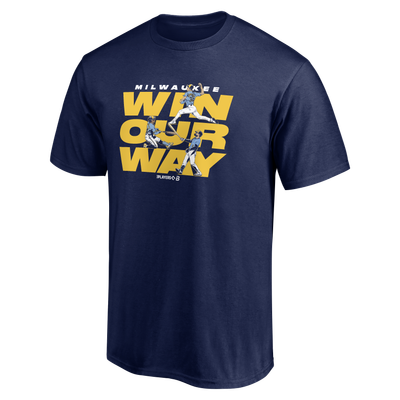 Jacob Misiorowski, William Contreras & Brice Turang BreakingT Unisex Win Our Way T-Shirt - Navy