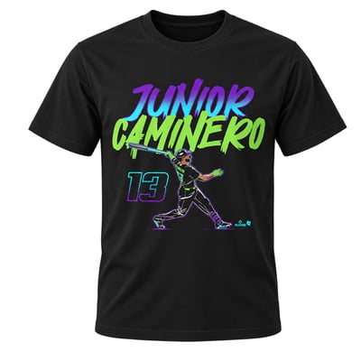 Junior Caminero BreakingT Unisex Slugger Swing Number T-Shirt - Black