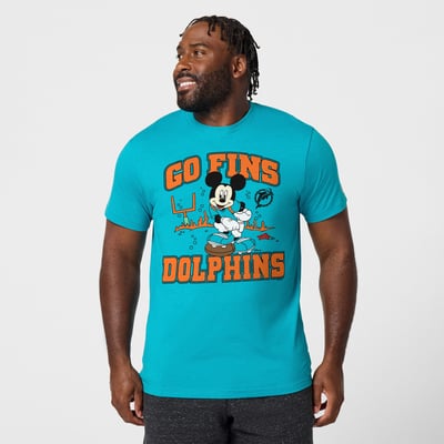 Miami Dolphins x Mickey Mouse Homage Unisex Tri-Blend T-Shirt - Aqua