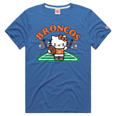 Denver Broncos x Hello Kitty Homage Unisex Tri-Blend T-Shirt - Blue