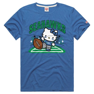 Seattle Seahawks x Hello Kitty Homage Unisex Tri-Blend T-Shirt - Blue