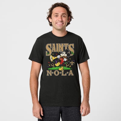 New Orleans Saints x Mickey Mouse Homage Unisex Tri-Blend T-Shirt - Charcoal