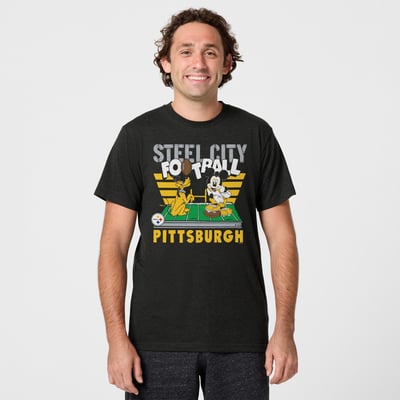 Pittsburgh Steelers x Mickey Mouse Homage Unisex Tri-Blend T-Shirt - Charcoal