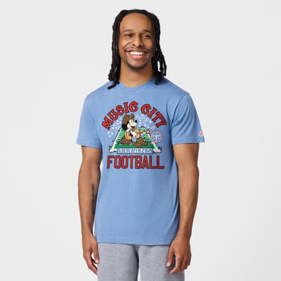 Tennessee Titans x Mickey Mouse Homage Unisex Tri-Blend T-Shirt - Light Blue