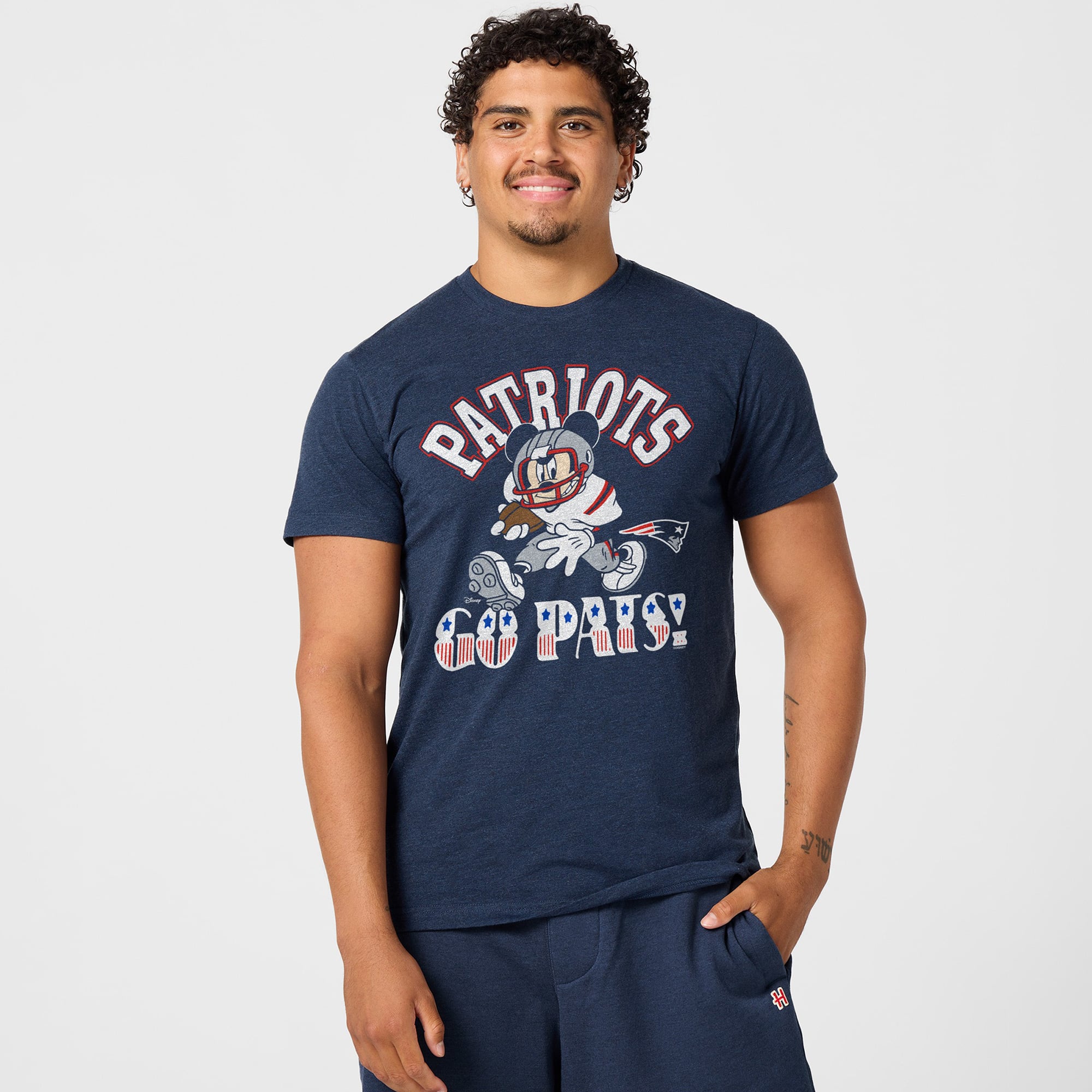 Unisex New England Patriots x Mickey Mouse Homage Navy Tri-Blend T-Shirt