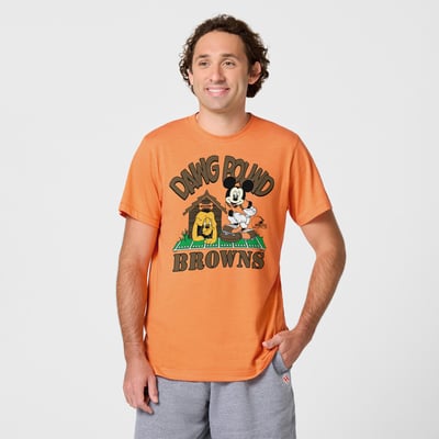 Cleveland Browns x Mickey Mouse Homage Unisex Tri-Blend T-Shirt - Orange