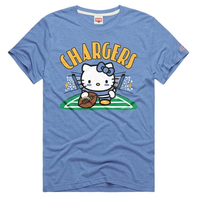 Los Angeles Chargers x Hello Kitty Homage Unisex Tri-Blend T-Shirt - Powder Blue