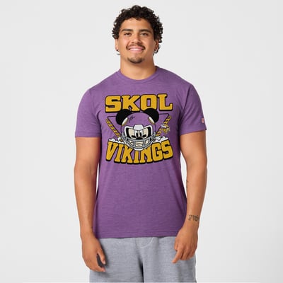 Minnesota Vikings x Mickey Mouse Homage Unisex Tri-Blend T-Shirt - Purple