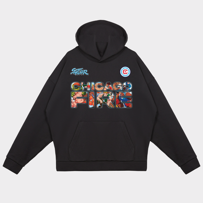 Chicago Fire x Street Fighter Peace Collective Unisex Character Heavyweight Hoodie - Black