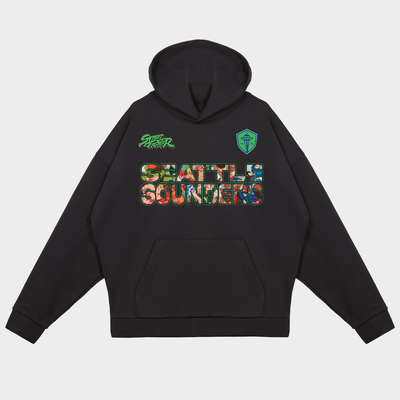 Seattle Sounders FC x Street Fighter Peace Collective Unisex Character Heavyweight Hoodie - Black