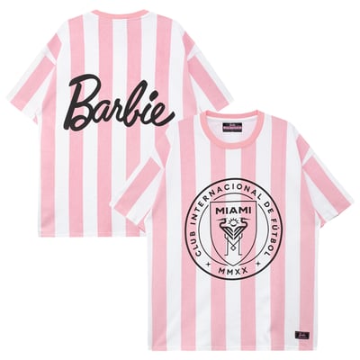 Inter Miami CF x Barbie Peace Collective Unisex Striped Heavyweight T-Shirt - Pink/White