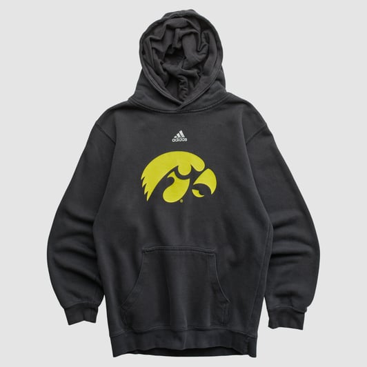 University of Iowa Adidas 2010s Hooded Pullover Sweatshirt - Black - XXS by Fanatics Real Vintage