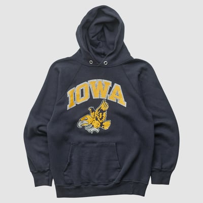 University of Iowa Champion 80s Hooded Pullover Sweatshirt - Black - XS by Fanatics Real Vintage