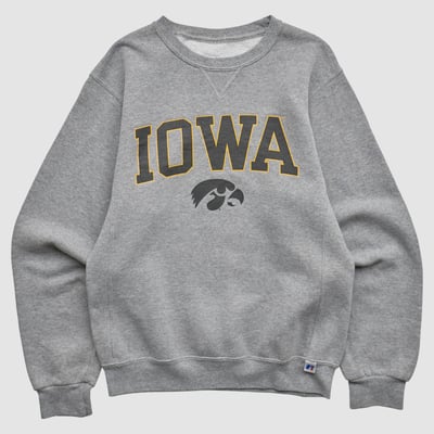 University of Iowa Russell 2000s Pullover Sweatshirt - Gray - XS by Fanatics Real Vintage