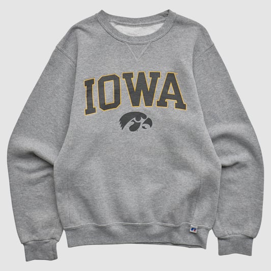 University of Iowa Russell 2000s Pullover Sweatshirt - Gray - XS by Fanatics Real Vintage