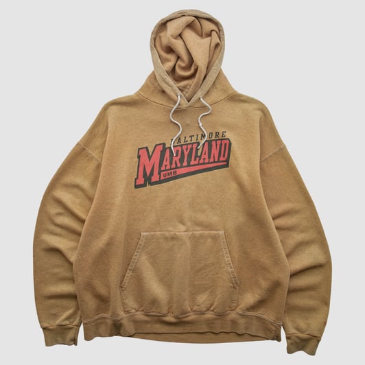 University of Maryland Baltimore Champion 2000s Hooded Pullover Sweatshirt - Clay - L by Fanatics Real Vintage