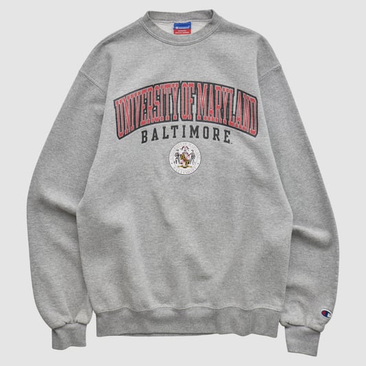 University of Maryland Baltimore Champion 2000s Pullover Sweatshirt - Gray - XS by Fanatics Real Vintage