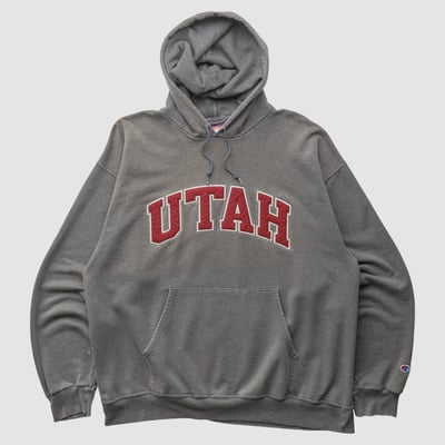 UNIVERSITY OF UTAH (103754) Champion 2000s Hooded Pullover Sweatshirt - Gray - L by Fanatics Real Vintage