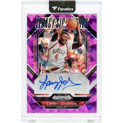 Larry Johnson UNLV Rebels Autographed 2023 Panini Prizm Draft Picks Legacy Signatures Purple Cracked Ice Prizm #LS-LYJ #84/99 Card