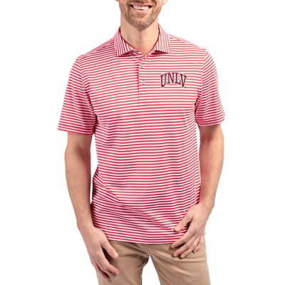 UNLV Rebels Cutter & Buck Virtue Eco Pique Stripe Recycled DryTec Polo - Red
