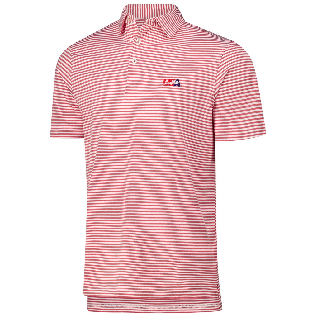 Men's U.S. National Development Program Vineyard Vines Heather Red/White Winstead Stripe Polo