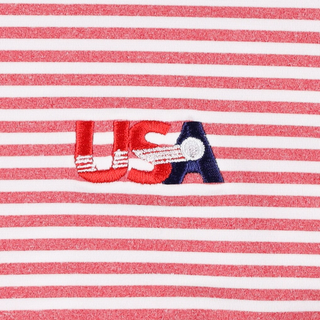 Men's U.S. National Development Program Vineyard Vines Heather Red/White Winstead Stripe Polo