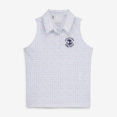 Girls Youth 2027 U.S. Open Under Armour  White Pebble Beach ArmourDry Sleeveless Printed Polo