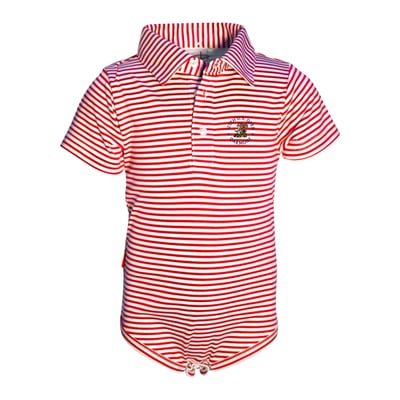 Infant 2025 U.S. Open  Garb Red Carson Stripe Polo Onesie