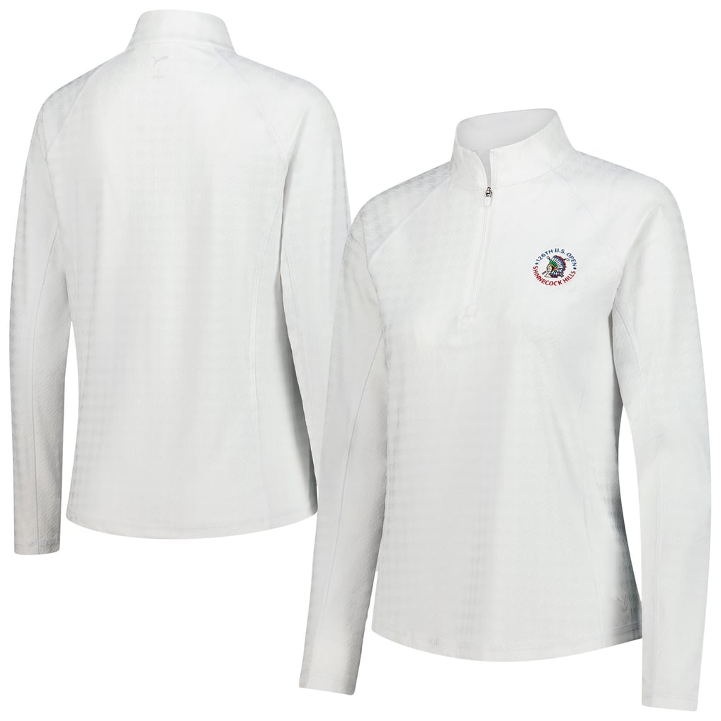 Women's 2026 U.S. Open Puma White MATTR Houndstooth Quarter-Zip Pullover