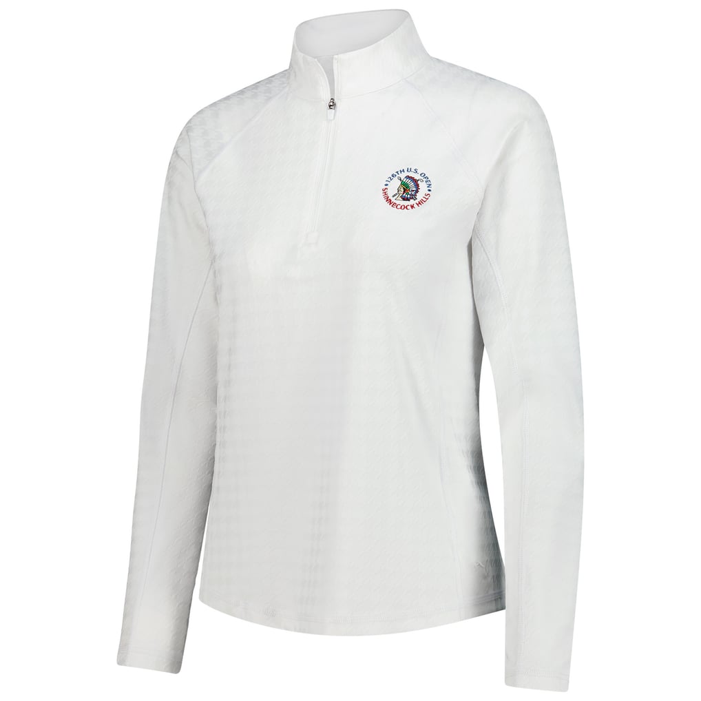 Women's 2026 U.S. Open Puma White MATTR Houndstooth Quarter-Zip Pullover