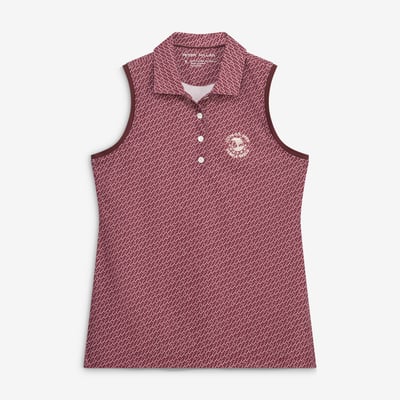 Women's 2027 U.S. Open Peter Millar Burgundy House of Clubs Banded Sport Mesh Sleeveless Polo