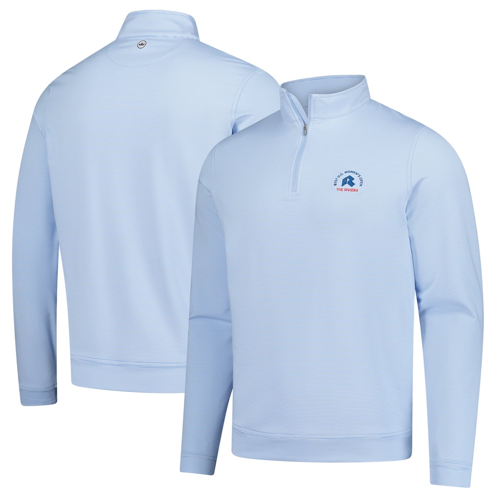 Men's 2026 U.S. Women's Open Peter Millar Blue Perth Sugar Stripe Performance Quarter-Zip Pullover