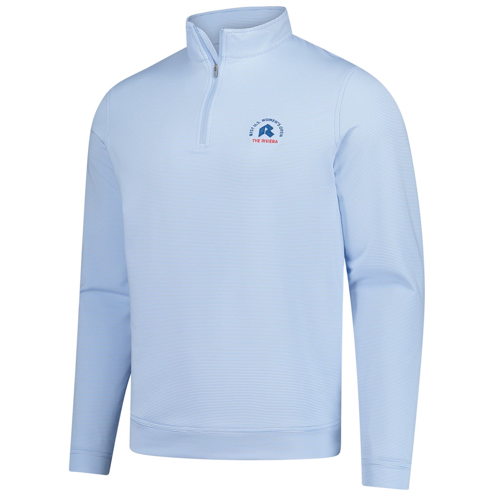 Men's 2026 U.S. Women's Open Peter Millar Blue Perth Sugar Stripe Performance Quarter-Zip Pullover