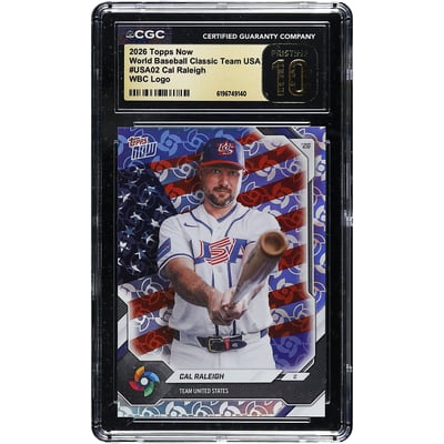 Cal Raleigh USA Baseball 2026 Topps Now World Baseball Classic Team USA WBC Logo #USA02 CGC Authenticated PRISTINE 10 Card
