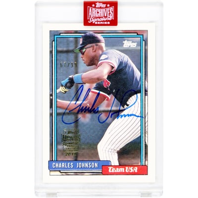 Charles Johnson USA Baseball Autographed 2019 Topps Archives Signature Series 1992 Topps Traded Design #56T #67/99 Card 