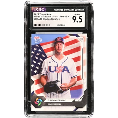 Clayton Kershaw USA Baseball 2026 Topps Now #USA06 CGC Authenticated 9.5 Card 