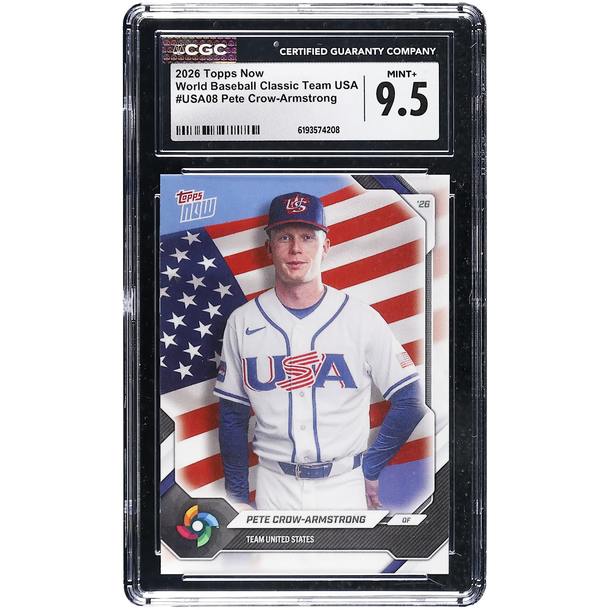 Pete Crow-Armstrong USA Baseball 2026 Topps Now #USA08 CGC Authenticated 9.5 Card
