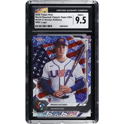 Roman Anthony USA Baseball 2026 Topps Now World Baseball Classic Team USA WBC Logo #USA12 CGC Authenticated MINT+ 9.5 Card