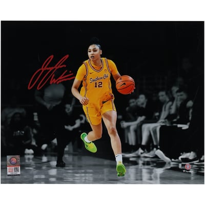 JuJu Watkins USC Trojans Autographed Fanatics Authentic 8" x 10" Dribbling Spotlight Photograph - Signed in Red Ink