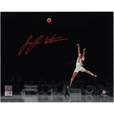 JuJu Watkins USC Trojans Autographed Fanatics Authentic 8" x 10" Fall Away Jumper Spotlight Photograph - Signed in Red Ink