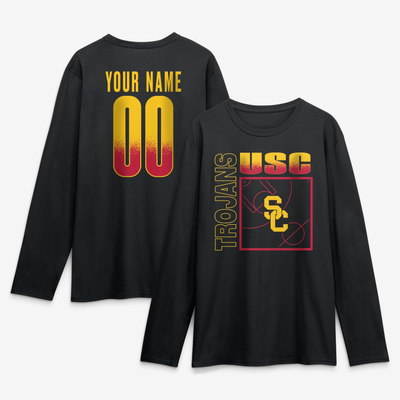 USC Trojans  Home Court Pop Personalized Any Name & Number Long Sleeve T-Shirt - Black