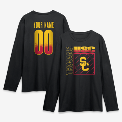 USC Trojans  Home Field Pop Personalized Any Name & Number Long Sleeve T-Shirt - Black