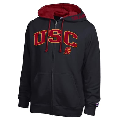 USC Trojans Champion Arch Logo Full-Zip Fleece Hoodie - Black
