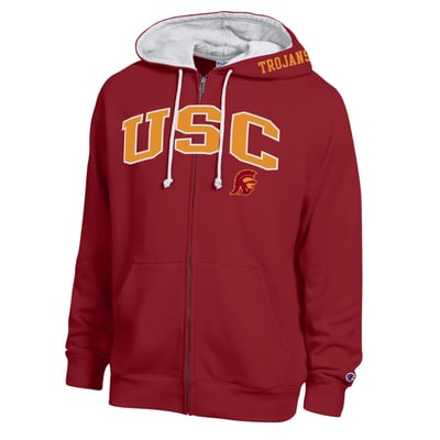 USC Trojans Champion Arch Logo Full-Zip Fleece Hoodie - Cardinal