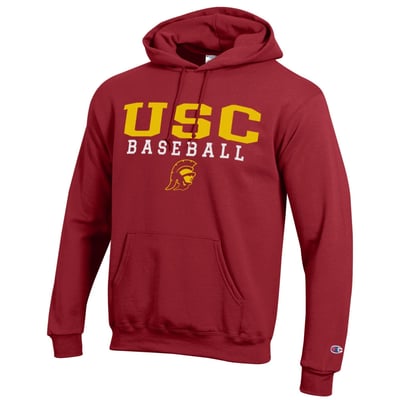  USC Trojans Champion Baseball Stacked Pullover Hoodie - Cardinal