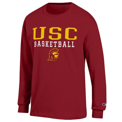USC Trojans Champion Basketball Stack Long Sleeve T-Shirt - Cardinal