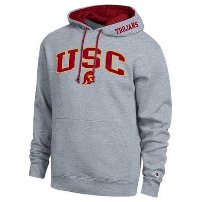  USC Trojans Champion Arch Tackle Twill Hoodie - Heather Gray