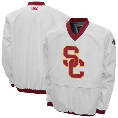 USC Trojans Franchise Club Big Logo Windshell V-Neck Pullover Jacket - White