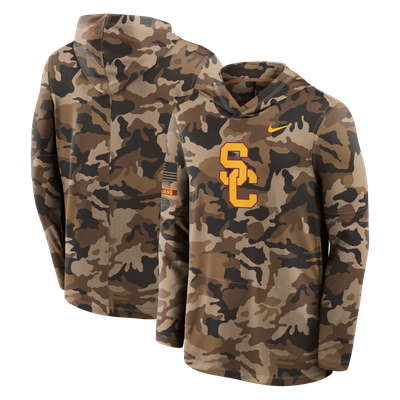 USC Trojans Nike 2026 Military Appreciation Sideline Dri-FIT Hooded Long Sleeve T-Shirt - Camo