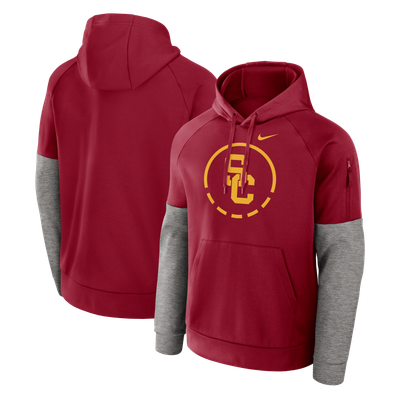  USC Trojans Nike Primetime Basketball Therma-FIT Raglan Fleece Hoodie - Cardinal